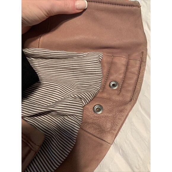 Iro Authentic Beige Pink Lamb Leather Long Sleeve Motorcycle Jacket 34 Xs - Picture 9 of 9